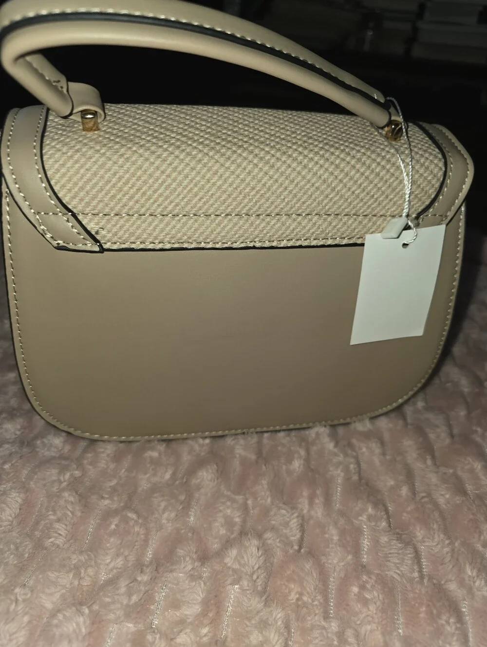 Elegant Cream Top-Handle Crossbody Bag with Gold Hardware